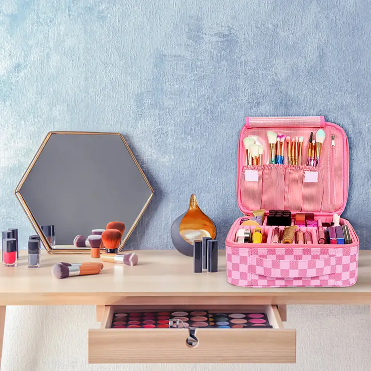 pink-checkered-adjustable-makeup-organizer (3)